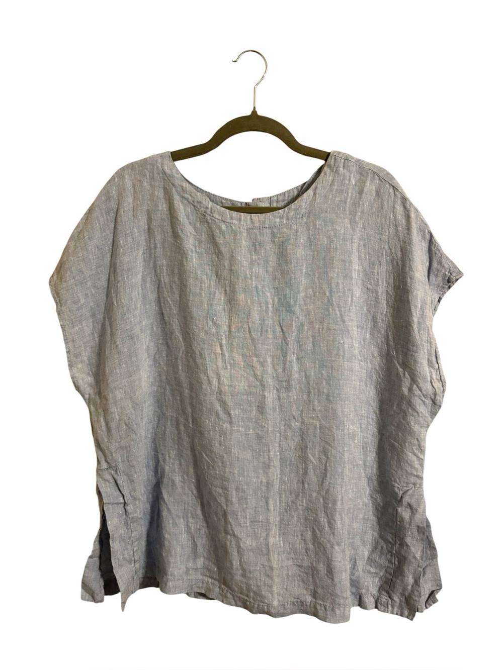 Paul Costelloe Living Studio Blue Linen Oversized Top Large